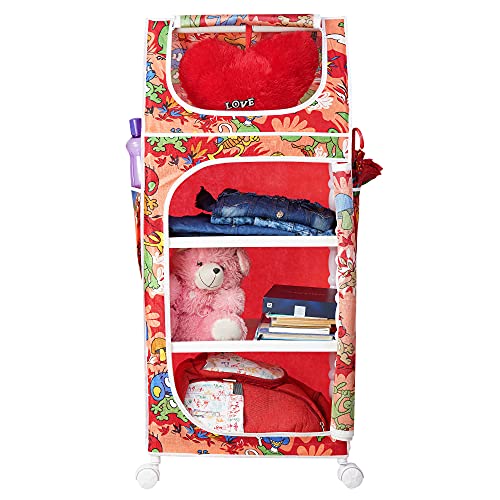 Image of Little One's | 4 Plastic Shelves Baby Wardrobe /Toy Organizer | Jungle Red | TB4 /AR