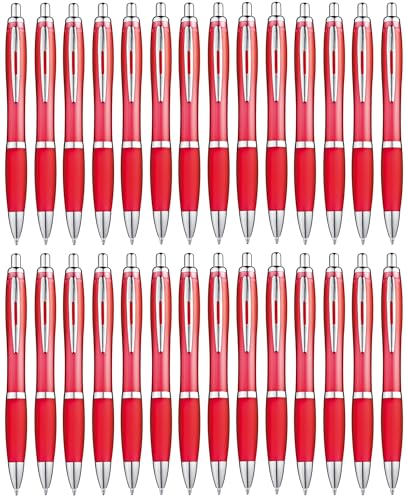 Stylos à bille rétractables encre bleue corps rouge ergonomique