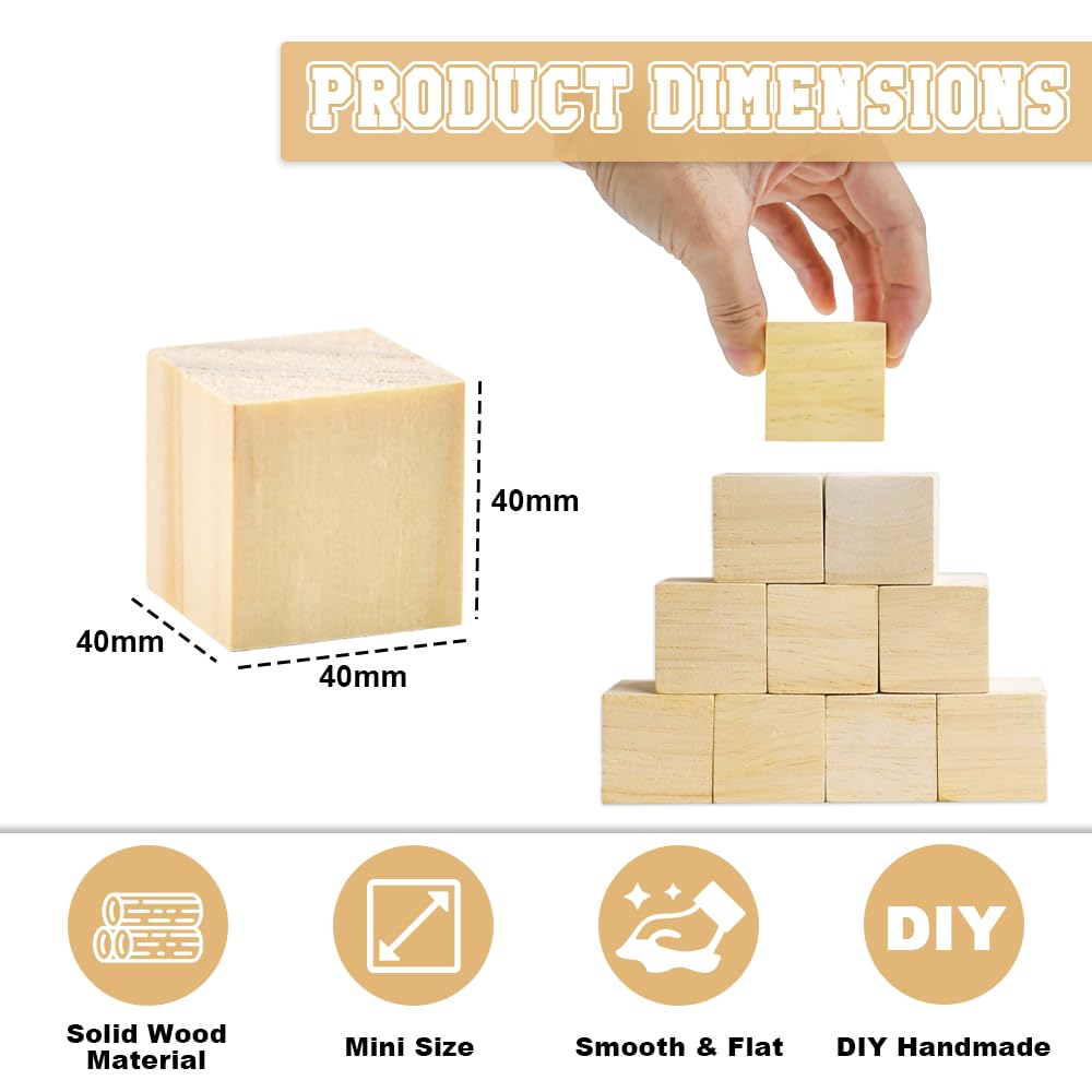 Blocs En Bois De Pin 50 Pièces, Cubes En Bois Naturel