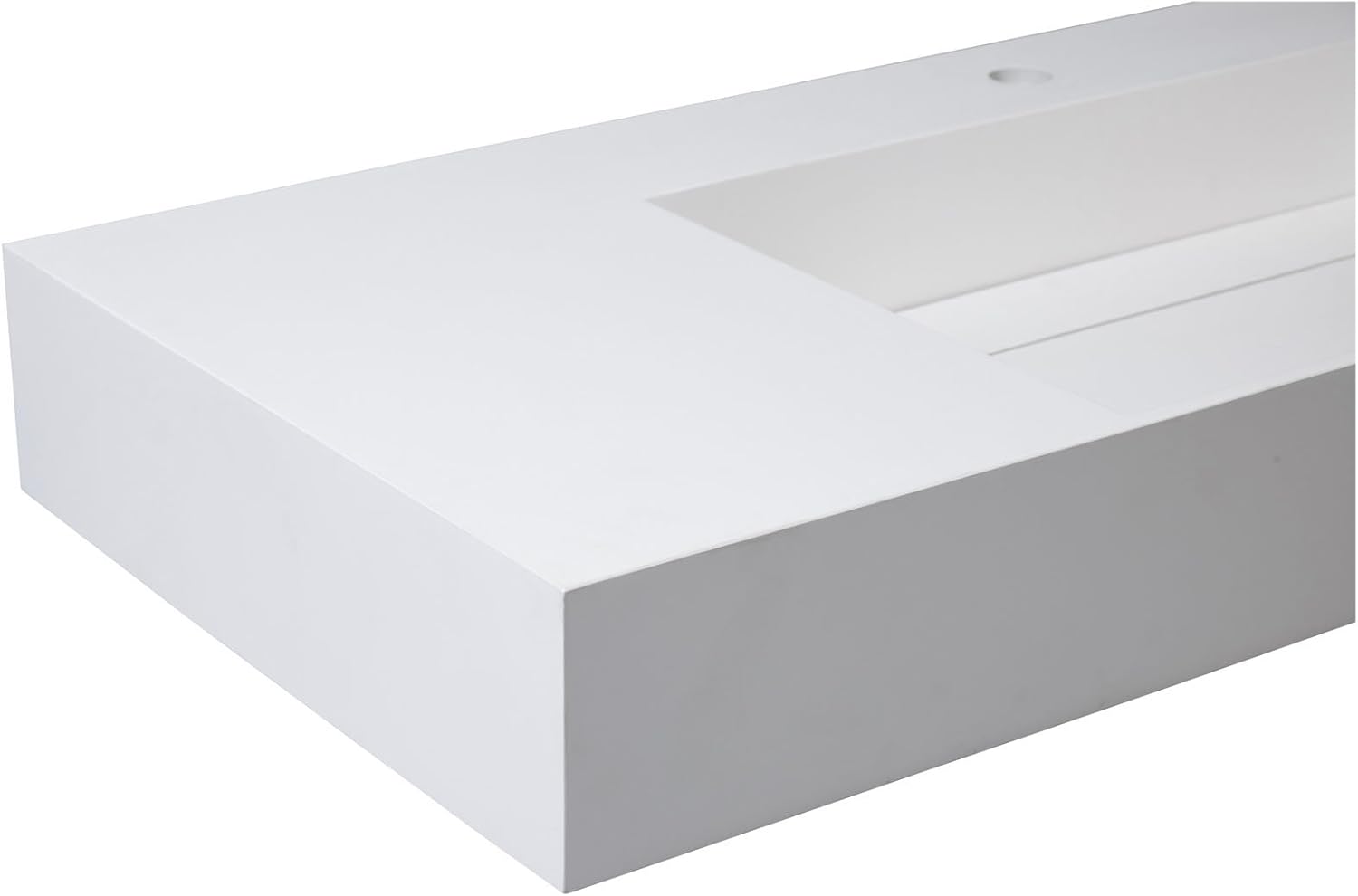 Waterloo 35 inch Bathroom Wall Mounted Basin Vessel Sink Square with Right Basin and One Faucet Hole (White)