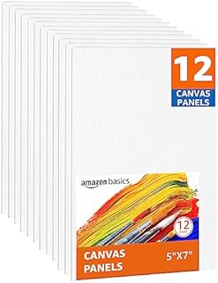 Amazon Basics Painting Canvas Panels, 12 Pack, White, 7 in x 5 in