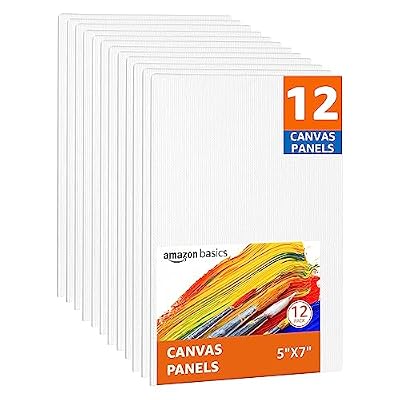 Amazon Basics Painting Canvas Panels, 12 Pack, White, 7" L x 5" W