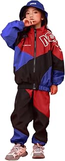 LOLANTA Boys Girls Color Block Jacket Track Pants Set Hip Hop Dance Clothes | 2 Piece Fashion Streetwear, Unisex Kids 80s 90s Neon Outfits, Windbreak Zip-Up Full-lined Tracksuit Sportwear