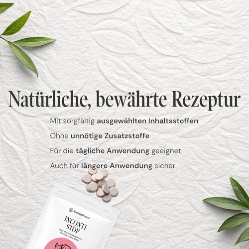 Sensipharm Inconti Stop - Inkontinenz & Blasenschwäche bei Katzen, kleinen Hunden, Meerschweinchen & Kaninchen - pflanzliche Blasen- & Harnwegshilfe bei Harnverlust - 90 Tabletten à 250 mg