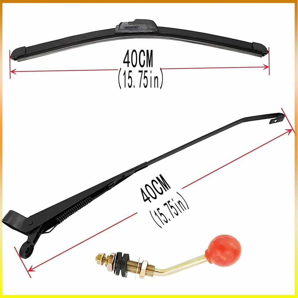 QYMOTO 15.7" UTV Manual Windshield Wiper Kit, Hand Operated Full Windshield Wiper, Scratch-resistant for CFMOTO UTV,Polaris Ranger Wiper,Hisun Axis, Honda Pioneer,Golf Cart,Tractor