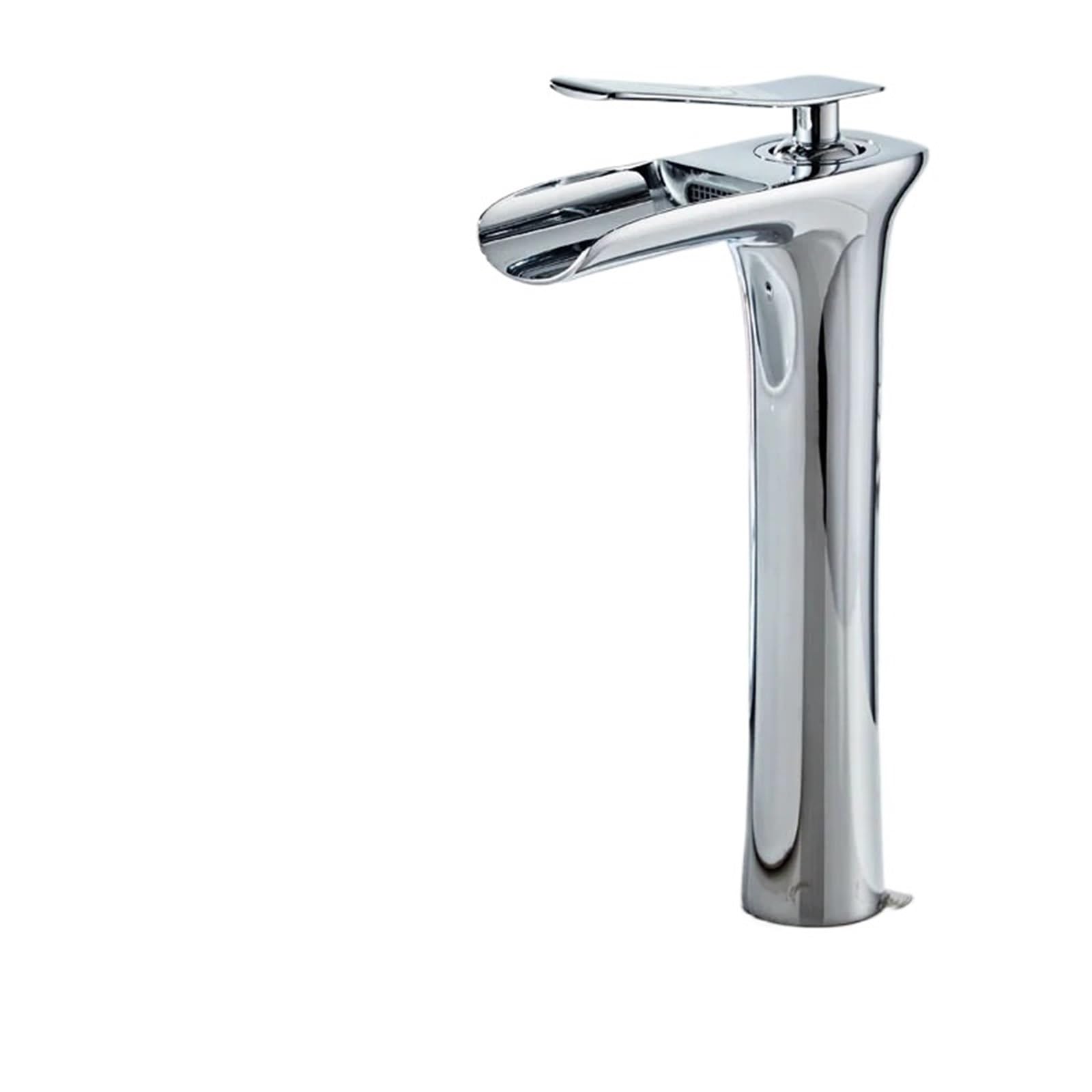 Chromowane baterie do umywalki, wodospad, bateria łazienkowa z kranem, bateria jednouchwytowa do ciepłej i zimnej wody, umywalka łazienkowa, dźwig (Chrome tall)