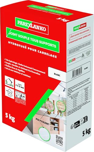 PareXLANKO - Junta flexible para todos los soportes - Blanco - Juntas de baldosas de 2 a 15 mm sometidas a altas exigencias - Nuevo y renovación - Suelo y Pared - Interior y exterior - 5 kg