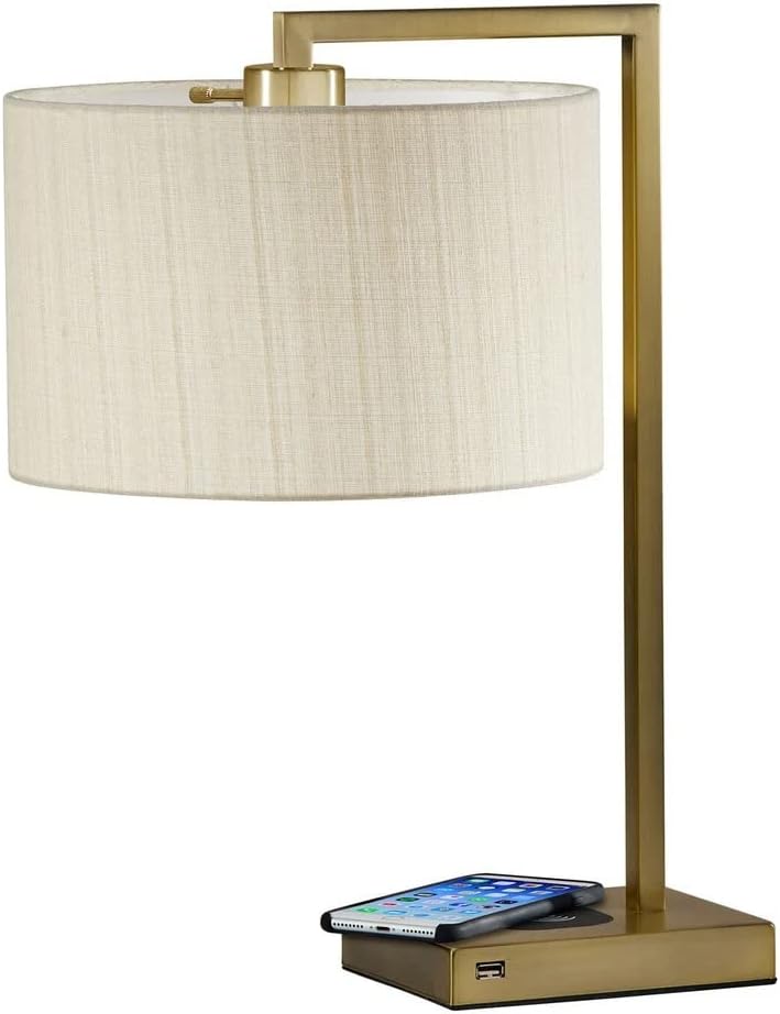 Adesso 4123-21 Austin Table Lam Wireless Charging, 7W LED, 5W QI, USB Port, Indoor Lighting Lamps