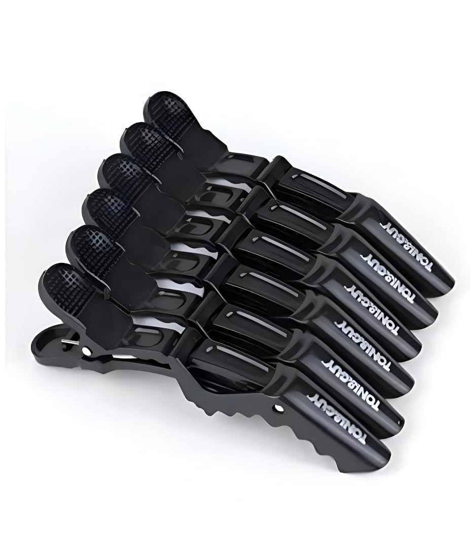 Professional Hair Styling Clips Sectioning Crocodile Hair Clips Duckbill Clips Section Clips for Women, Non-Slip Hairdresser Dedicated Partition Hairgrips (Black), Pack of 6