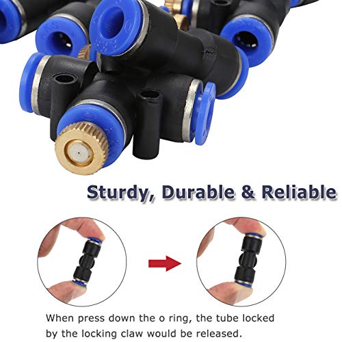 CozyCabin 10PCS Misting Nozzles Tees with Metal High Pressure Nozzles for Outdoor Water Mister Cooling System Patio (T-type #4)