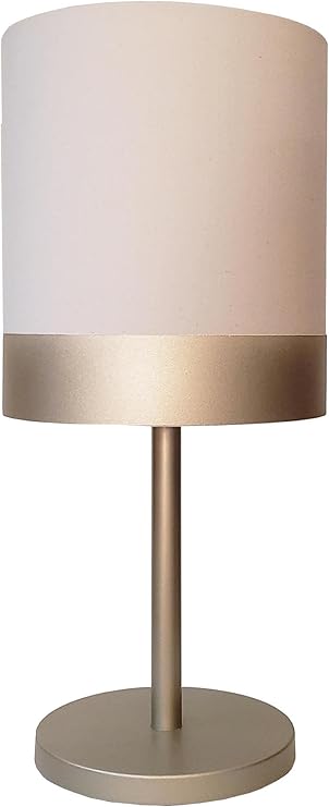 Abajur Quarto Alumínio Cor Bronze Cúpula Crú 20x43