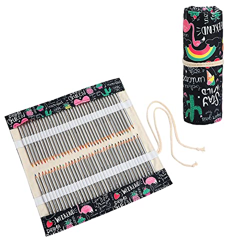 Lbxgap 72 Slot Pencil Roll Wrap Up Pencil Pouches Holder，Travel Drawing Coloring Pencil Roll Organizer For Artists, Sketchers #TOP12