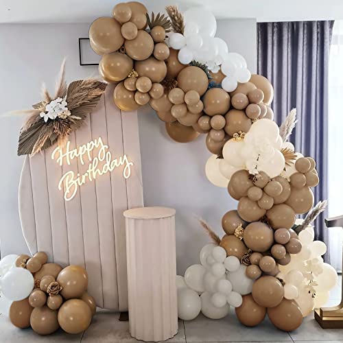 QIFU Nude Beige Balloon Arch Kit - 141pcs Nude Neutral Balloon Arch Garland with White Sand Brown Beige Balloons for Birthday Party Decoration Boho Wedding Anniversary Baby Shower Backdrop Decoration - Image 2