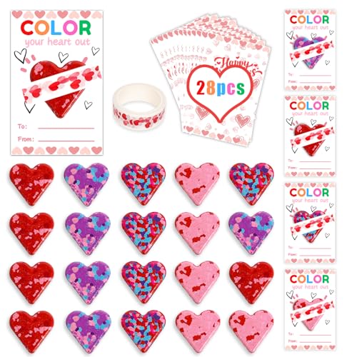 ONEHAUS Easter Cards for Kids - 28Pcs Easter Gifts with Cute Crayon for School Class Gift Exchange...