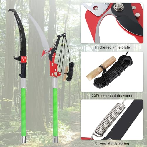 26Ft Manual Pole Saw, Tree Pole Pruner, High Branches Trimmer Saw, Garden Tools Set, Extendable Tree Trimming High And Low, Sharp Blade and Scissors With Storage Bag, Cutting for Palms and Shrubs - Thumbnail 6