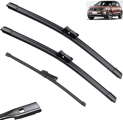 Limpiaparabrisas delantero y trasero de automóvil compatible con VW T-Cross T Cross 2018-2023, limpiaparabrisas de goma suave, parabrisas automático
