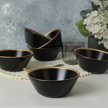 Keramika Mat Siyah Gold File Hitit  orba Kasesi 14 Cm 6 Adet 956