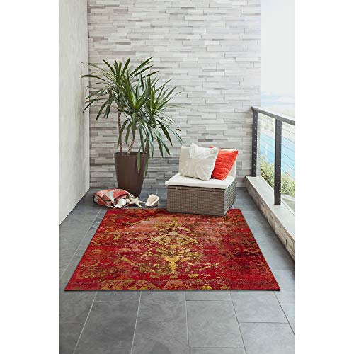 Liora Manne Marina Indoor Outdoor Rug - Traditional Designs, Comfortable & Durable, Power Loomed, Polypropylene Material, Uv Stabilized, Kermin Saffron, 6'6" X 9'3". #TOP4