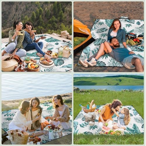 HAUSPROFI Picknickdecke 200x200 cm, wasserdicht & isoliert - Outdoor Decke für Picknick, Strand, Camping, mit Baumwolle gepolstert, inkl. Tragegriff & Heringe, Tragbar, Waschbar & formstabil