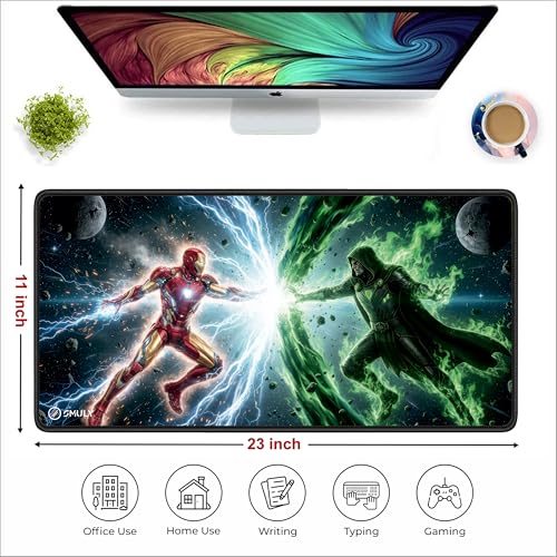 Image of Large Cosmic Energy Clash Gaming Mouse Pad Desk Pad Table Pad (58.5 x 28 cm, 2mm Thick) - Extended Large Desk Mat, Waterproof, Anti-Slip Rubber Base, Smooth Surface Keyboard & Laptop Pad