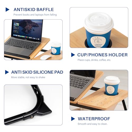 Laptop Desk for Bed Couch, Adjustable Foldable Bed Table with Cup Holder, Breakfast Serving Tray, Portable Laptop Lap Desk Stand for Working Reading Writing Eating Gaming in Bed Sofa Floor - Thumbnail 6