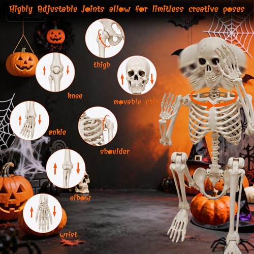 Image of breesky Life Size Skeleton for Halloween: 4.43ft Realistic Human Anatomy Full Body Skeleton Model with Posable Movable Joints - Skeletons for Outdoor Yard Haunted House Atmosphere Decoration (1PC)