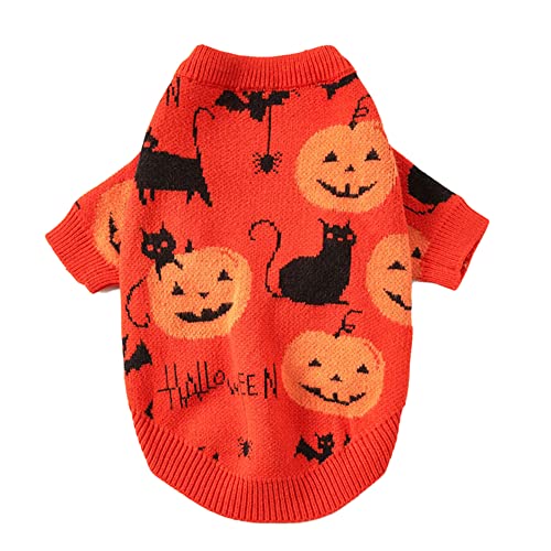 Nacoco Dog Halloween Pumpkin Sweater Pet Clothes Cat Knitwear Apparel Holiday Party Halloween Warm Puppy Clothes Kitty Clothes(Xl) #TOP1