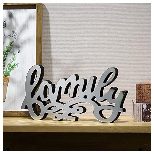 COLLECTIVE HOME - Mirrored Letters Sign, Decorative Acrylic Blocks, Freestanding Wood Tabletop Signs, Hanging Wall Decor, Decorative Word Signs (Family)