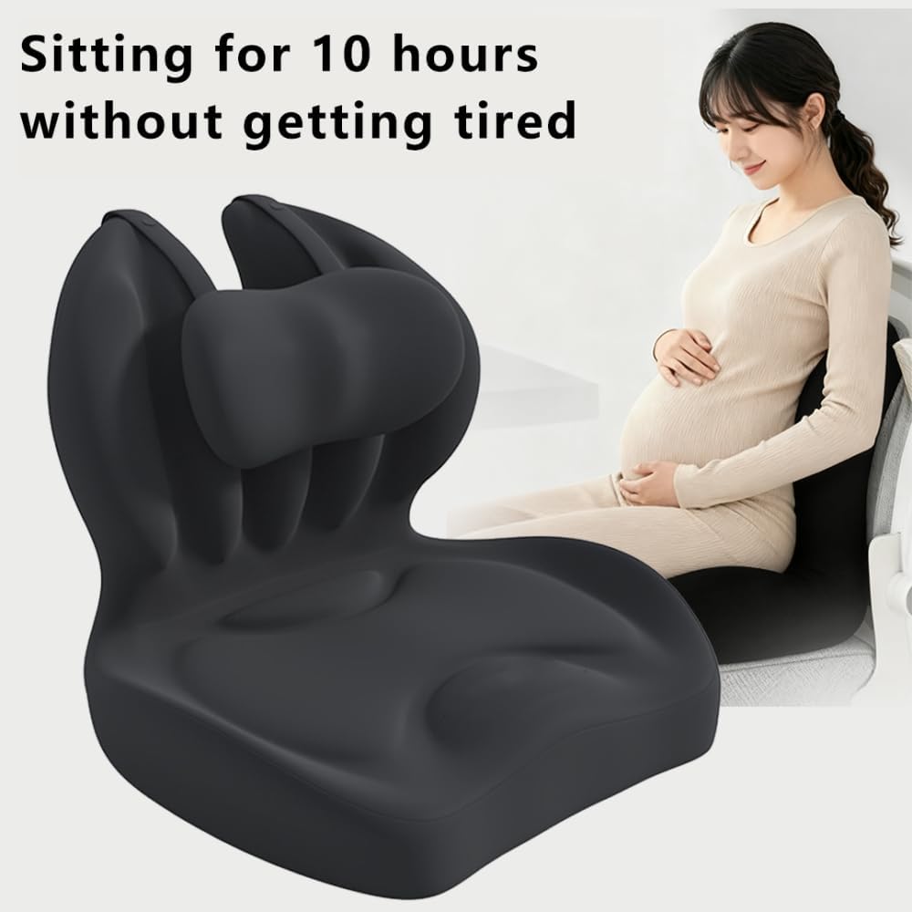 Adjustable Memory Foam Lumbar Cushion - Ergonomic Lower Back Support Pillow with Cotton Cover, Mid-Height Customizable Design for Office Chair, Car Seat, Long Sitting (Black, Large)