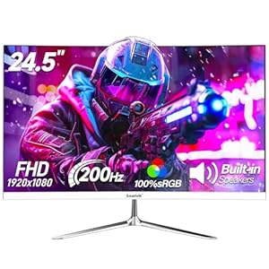 Gawfolk 24,5 Zoll Gaming Monitor mit Lautsprechern, 200 Hz PC Bildschirm FHD 1080P Rahmenlose Computermonitore, DisplayPort, HDMI, Augenpflege