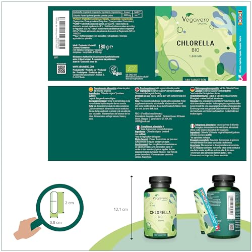 Bio-Chlorella Vegavero 1000 mg Presslinge – Vegan & ohne Zusätze