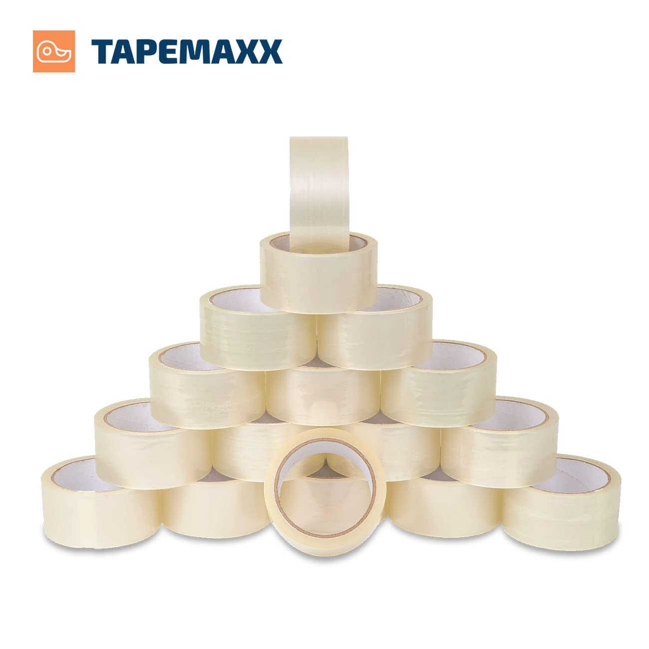 FYBR TAPEMAXX 72 Rollen Transparentes Paketklebeband Paketband Packband Packing Tape Paket Packetbandrolle Verpackungsband 48 mm x 66 m - Packetband Packetkleband Basic Pack Umzug Klar