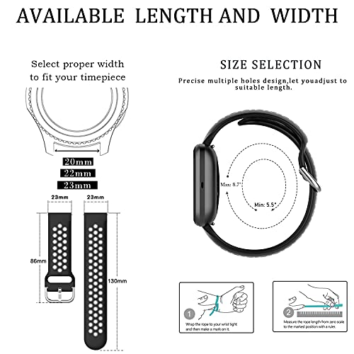 Pailebi Sport Bands Compatible With Fitbit Versa/Versa 2/Versa Lite,Soft Silicone Waterproof Breathable Sport Watch Strap Replacement Wristband Accessories Women Man For Versa Smart Watch(Black) #TOP4