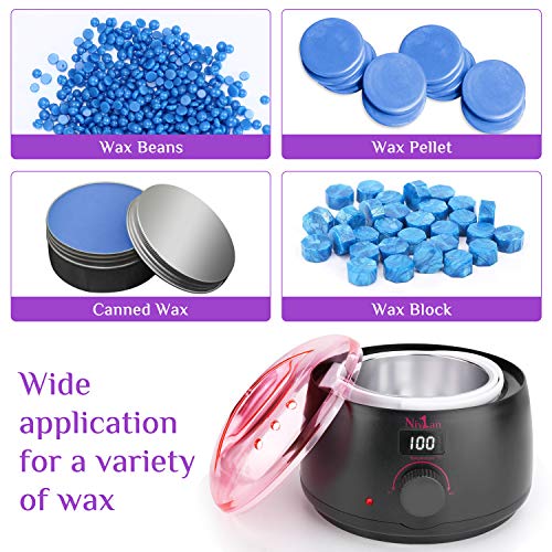 Waxing Kit for Women - Nivlan Newest Hair Wax Warmer with 5 Hard Wax Beans and 30 Wax Applicator Sticks, Painless Hair Removal Wax for Eyebrows Facial Armpit Bikini Legs Brazilian at Home - Thumbnail 5