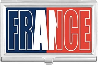 France Country Flag Name Business Card Holder Case Pocket Box Wallet