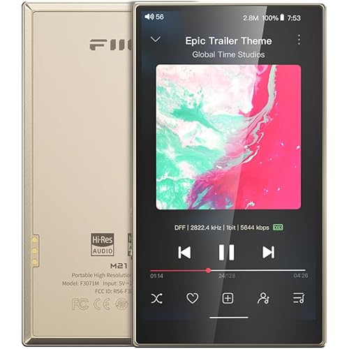 FiiO M21 Android 13 Portable Music Player MP3 Snapdragon 680 4* CS43198 DAC Chips Hi-Res Audio DSD Bluetooth LDAC (Titanium Gold)