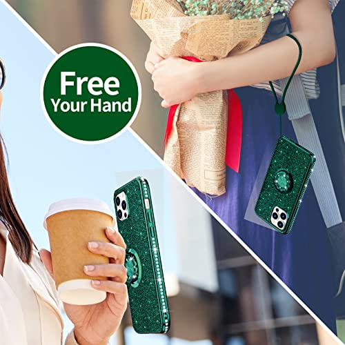 Ocyclone Compatible With Iphone 13 Pro Case, Glitter Diamond Cover With Ring Stand Cute Protective Phone Case For Women Girls Compatible With Iphone 13 Pro 6.1 Inch 2021 - Pine Green #TOP7