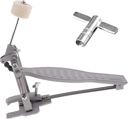 Bass Drum Pedal Professional Aluminum Alloy Portable Single Foot Kick Kick Drum Pedal for Performance Electronic Drums, Argent