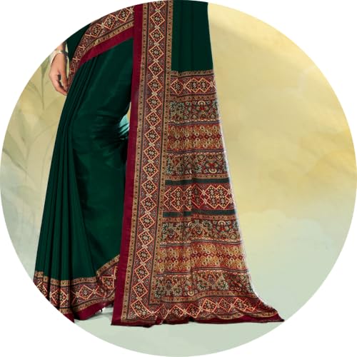 Image of Jaanvi fashion Women's Crepe Silk Saree with Unstitched Blouse Piece | Soft Lightweight Traditional Ethnic Wear Saree for Party, Wedding, Festival