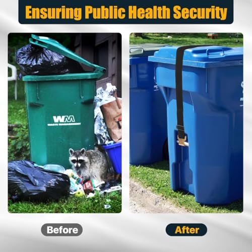 YYDSDOTA Trash Can Lid Lock for Raccoons, Bear Proof Garbage Can Locks for Animals, Strong Outdoor Trash Bin Bungee Cord Strap, Locking Trash Can During Strong Winds (Black-2 Pack) by Wuno Shop - Used condition - Image 5