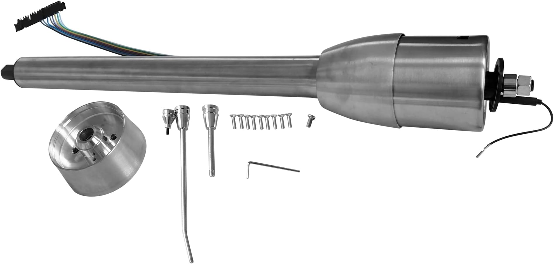 Raw Stainless Steel 28" Tilt Manual Steering Column w/Wheel Adapter Universal Manual 28" Steering Column