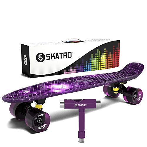 Skatro Mini Cruiser Skateboard. 22x6inch Retro Style Plastic Board Comes Complete - Thumbnail 6