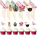 72 Pieces Hawaiian Luau Cupcake Toppers Cake Picks Toothpicks Decoration with Flamingo Pineapple Palm Leaves Shape for Summer Party Supplies Cake Decoration, 6 Styles
