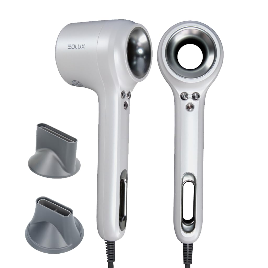 EOLUX | Secador de Pelo Profesional Iónico EX02 | Ergonómico, Sostenible y Silencioso | Protege el Cabello | Control de Temperatura | Motor Compacto | Boquillas Magnéticas | Pearl | 1500W