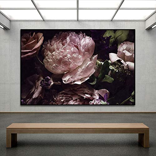 Affiches Fleurs Rétro 60x90 cm Rose Toile Murale sans Cadre Salon