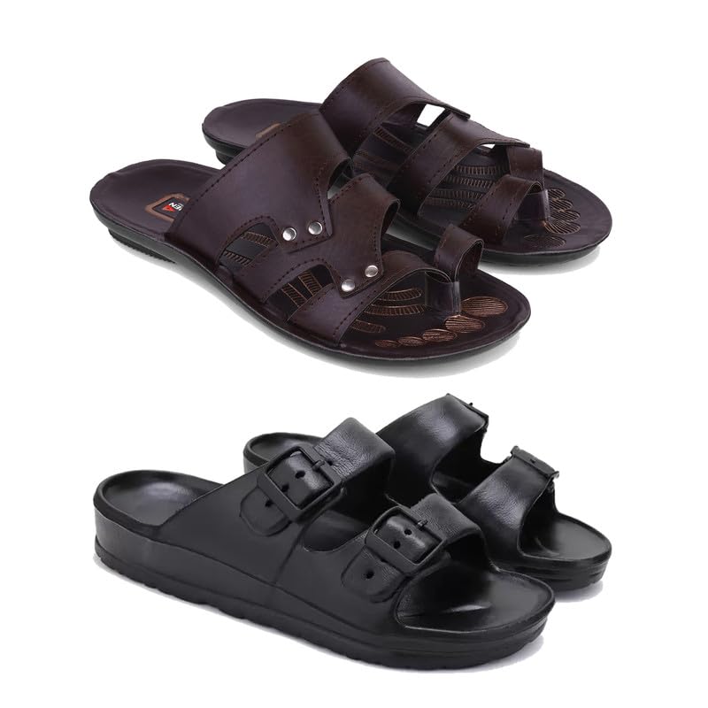WINGSCRAFT Men's Rover Lightweight Comfortable| Slides|Clogs| Sandals with Adjustable Back Strap for Men Combo-Combo(AJ)-3125-3115-10 -P