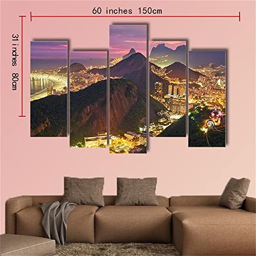Ergo Plus Painting Pictures Canvas Wall Art Night Rio De Janeiro Brazil Framed Ready To Hang Stretched Decoration Bathroom Living Room Bedroom Kitchen Personalized Gallery Wrap #TOP1