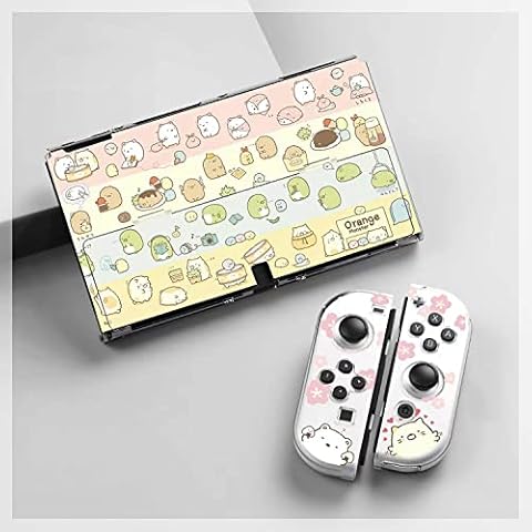 Eamily Cute Case Compatible with Nintendo Switch OLED 2021, Dockable Case Cover, Ergonomic Soft TPU Grip Case for Joycon, Sparkle Skin Set Cover
