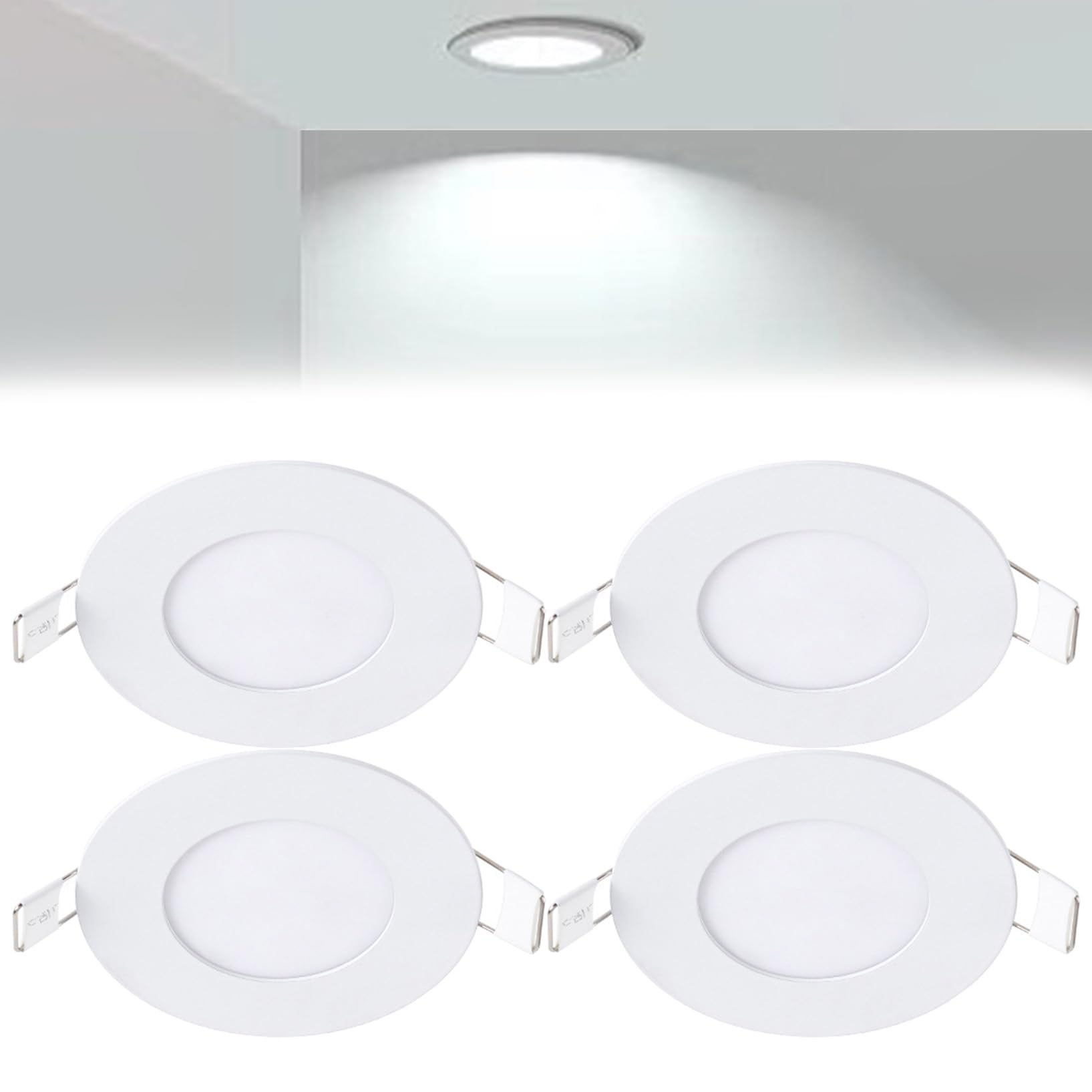 VOGHMOLD 3W Ultra Slim LED Downlight 3 inch, 6000K Recessed Ceiling Light, Cut Φ70-75mm, AC85-265V Flush Mount Spotlights Aluminum Round Panel Lights for Office Hallway, 4 Pack