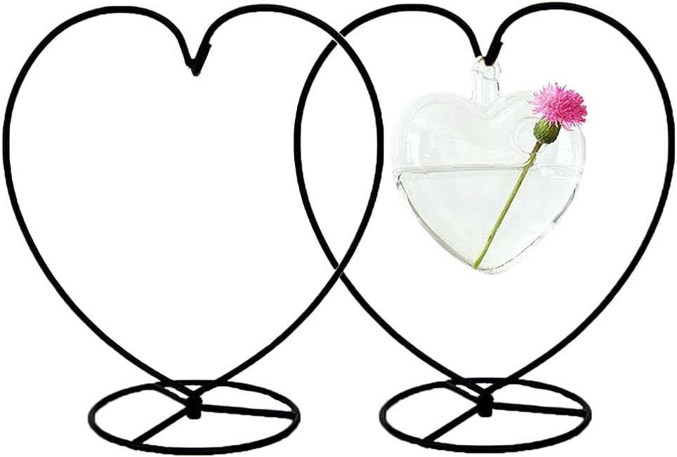 YY YEARCHY Ornament Display Stand Heart Shaped Hook Rack Holder for Hanging Glass Globe Pot Terrarium Witch Ball Home Christmas Wedding Decoration Creative Gift (2, 4.7" x 9" x 9")